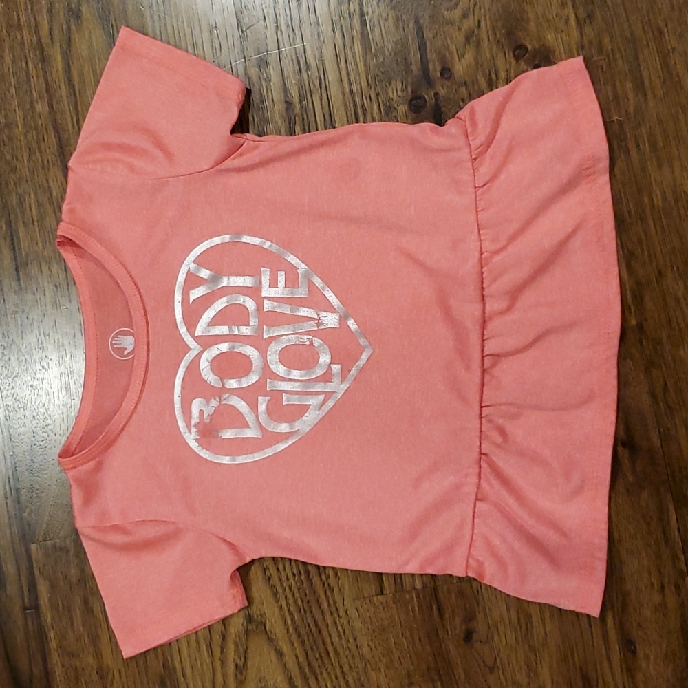 Girls Body Glove peach & silver logo print top size 4T